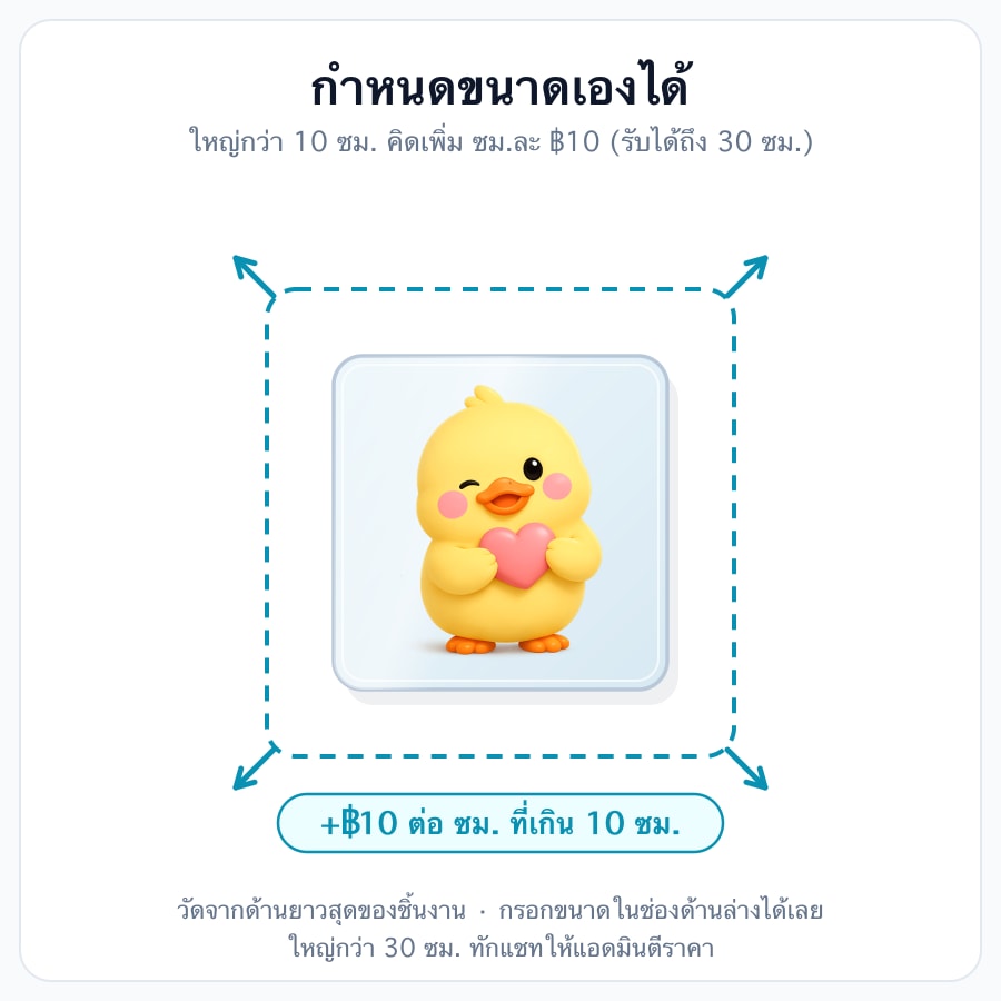 📐 กำหนดขนาดเอง (+฿10/ซม.)