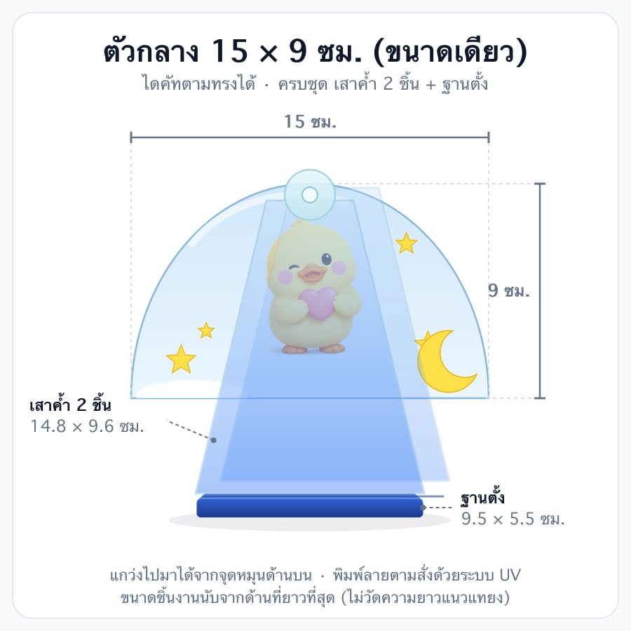 ตัวกลาง 15 × 9 ซม.