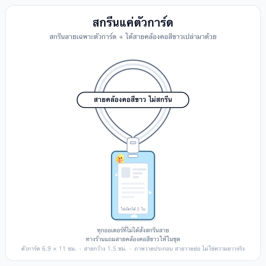 การ์ดพลาสติกขาว (สกรีนเค่ตัวการ์ด)