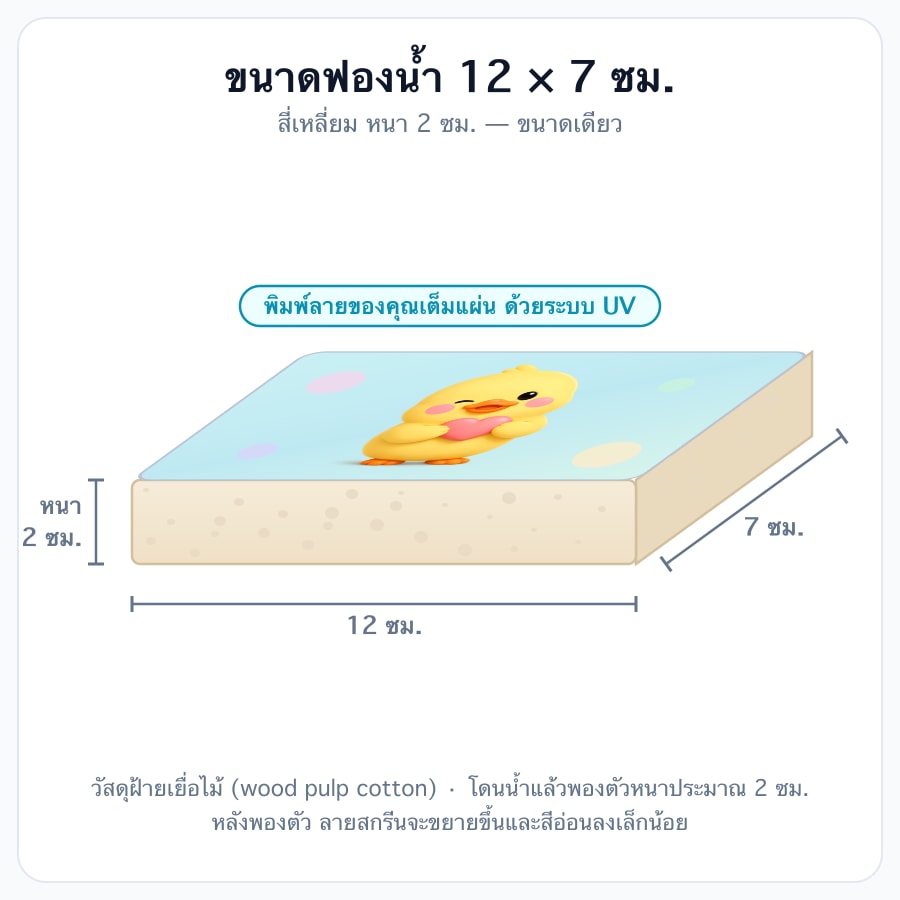 12×7 ซม. หนา 2 ซม.