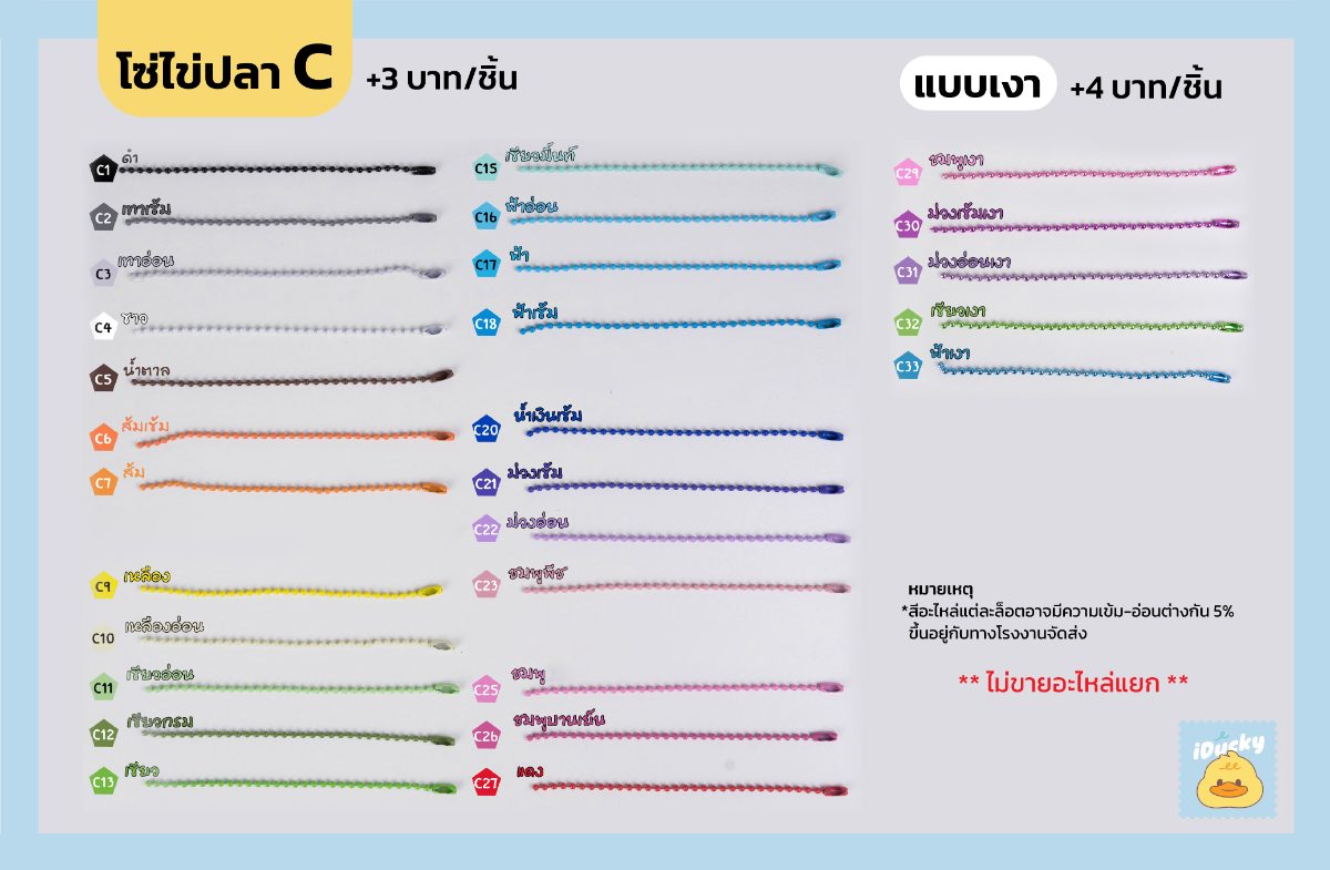 ตัวอย่างสีตะขอโซ่ไข่ปลา