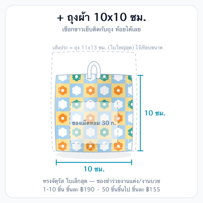 + ถุงผ้า 10x10 ซม.