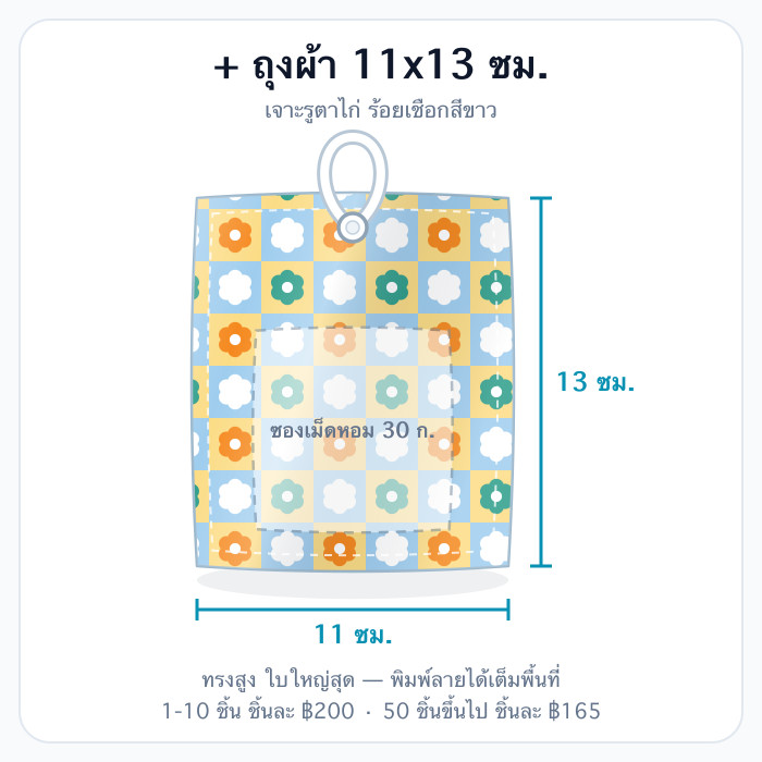 + ถุงผ้า 11x13 ซม.