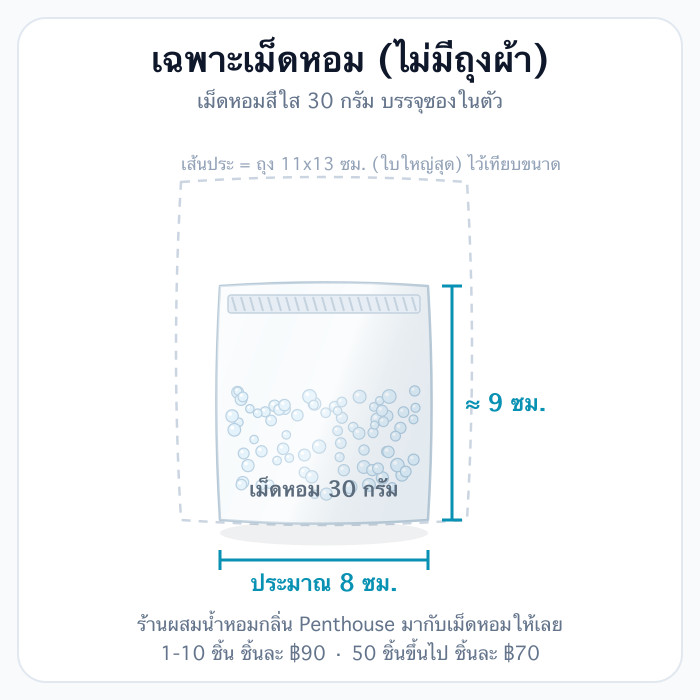 เฉพาะเม็ดหอม (ไม่มีถุงผ้า)